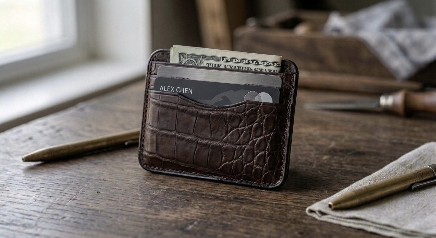 Handcrafted crocodile leather cardholder